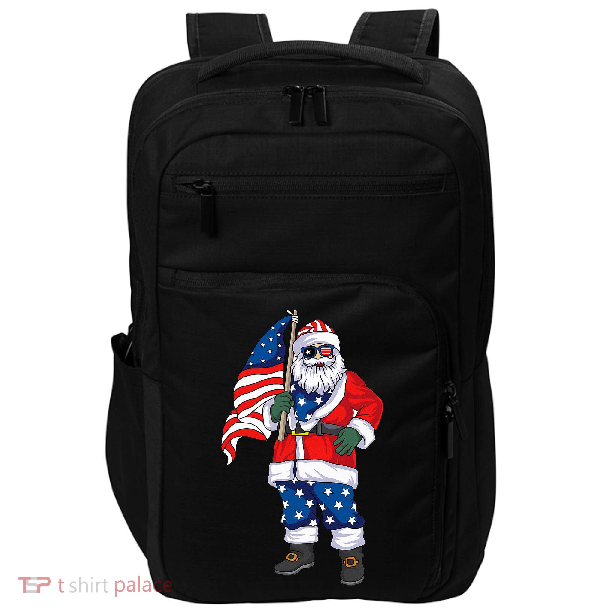 Patriotic Santa American Christmas 4th Of July Santa Impact Tech Backpack