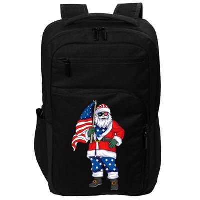 Patriotic Santa American Christmas 4th Of July Santa Impact Tech Backpack