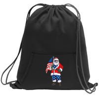 Patriotic Santa American Christmas 4th Of July Santa Sweatshirt Cinch Pack Bag