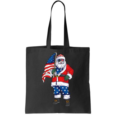 Patriotic Santa American Christmas 4th Of July Santa Tote Bag