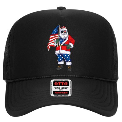 Patriotic Santa American Christmas 4th Of July Santa Trucker Hat