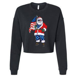 Patriotic Santa American Christmas 4th Of July Santa Cropped Pullover Crew