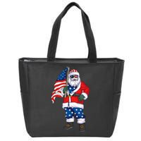 Patriotic Santa American Christmas 4th Of July Santa Zip Tote Bag