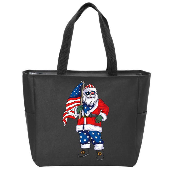 Patriotic Santa American Christmas 4th Of July Santa Zip Tote Bag