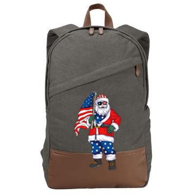 Patriotic Santa American Christmas 4th Of July Santa Cotton Canvas Backpack