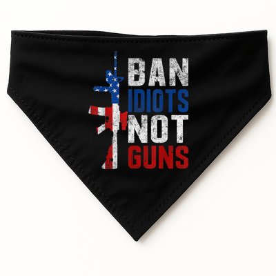 Pro Second Amendment Gun Rights Ban Idiots Not Guns USA-Made Doggie Bandana