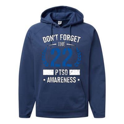 Ptsd Suicide Awareness American Veteran Soldier 22 A Day Usa Meaningful Gift Performance Fleece Hoodie