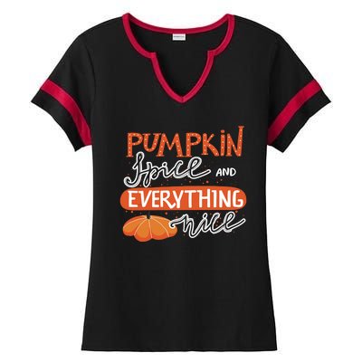 Pumpkin Spice And Everything Nice Cute Ladies Halftime Notch Neck Tee