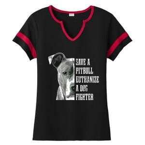 Pitbull Save A Pitbull Funny Dog Rescue Pitbull Mom Dad Ladies Halftime Notch Neck Tee