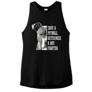 Pitbull Save A Pitbull Funny Dog Rescue Pitbull Mom Dad Ladies PosiCharge Tri-Blend Wicking Tank