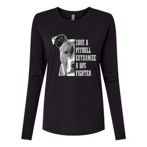 Pitbull Save A Pitbull Funny Dog Rescue Pitbull Mom Dad Womens Cotton Relaxed Long Sleeve T-Shirt