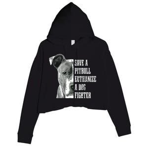 Pitbull Save A Pitbull Funny Dog Rescue Pitbull Mom Dad Crop Fleece Hoodie