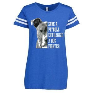 Pitbull Save A Pitbull Funny Dog Rescue Pitbull Mom Dad Enza Ladies Jersey Football T-Shirt