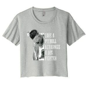 Pitbull Save A Pitbull Funny Dog Rescue Pitbull Mom Dad Women's Crop Top Tee