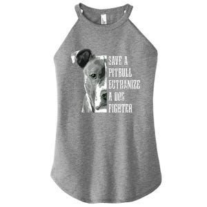 Pitbull Save A Pitbull Funny Dog Rescue Pitbull Mom Dad Women's Perfect Tri Rocker Tank