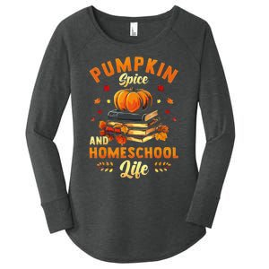 Pumpkin Spice And Homeschool Life Funny Halloween Women's Perfect Tri Tunic Long Sleeve Shirt