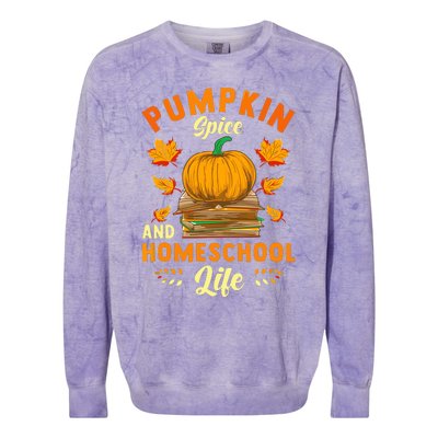 Pumpkin Spice And Homeschool Life Funny Halloween Colorblast Crewneck Sweatshirt