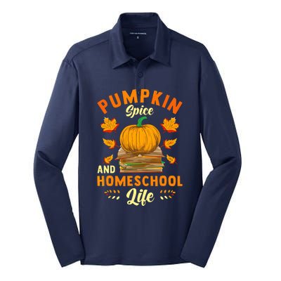 Pumpkin Spice And Homeschool Life Funny Halloween Silk Touch Performance Long Sleeve Polo