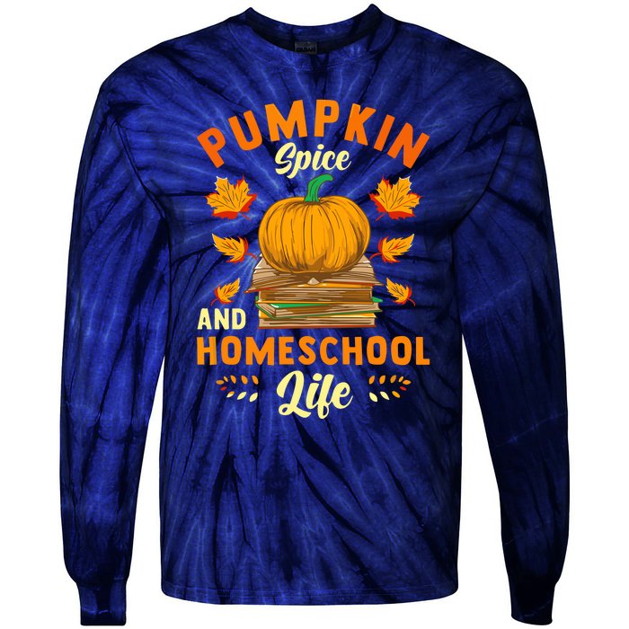 Pumpkin Spice And Homeschool Life Funny Halloween Tie-Dye Long Sleeve Shirt