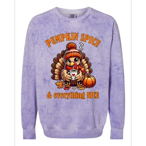 Pumpkin Spice And Everything Nice Thanksgiving Women Colorblast Crewneck Sweatshirt