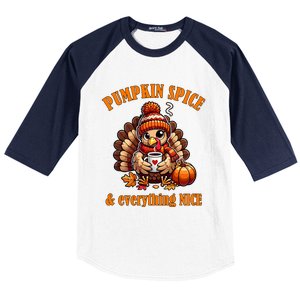 Pumpkin Spice And Everything Nice Thanksgiving Women Baseball Sleeve Shirt