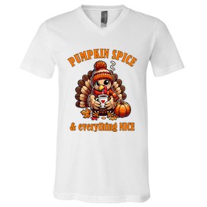 Pumpkin Spice And Everything Nice Thanksgiving Women V-Neck T-Shirt