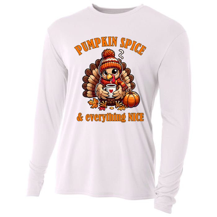 Pumpkin Spice And Everything Nice Thanksgiving Women Cooling Performance Long Sleeve Crew