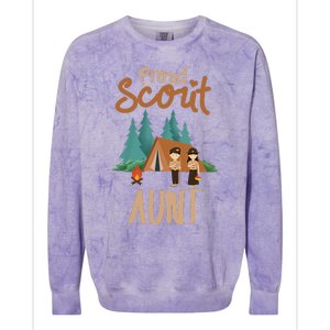 Proud Scout Aunt Camping Scout Scouting Leader Adventure Colorblast Crewneck Sweatshirt