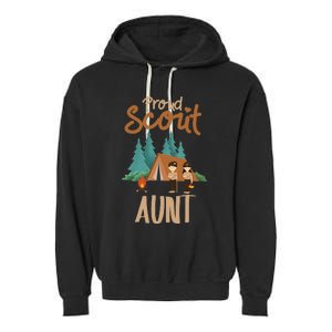 Proud Scout Aunt Camping Scout Scouting Leader Adventure Garment-Dyed Fleece Hoodie