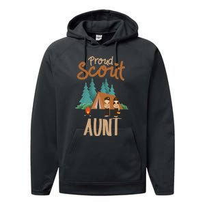 Proud Scout Aunt Camping Scout Scouting Leader Adventure Performance Fleece Hoodie