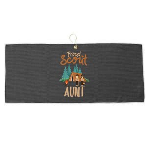 Proud Scout Aunt Camping Scout Scouting Leader Adventure Large Microfiber Waffle Golf Towel