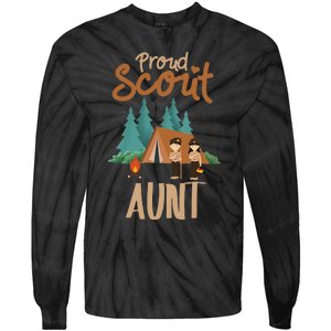 Proud Scout Aunt Camping Scout Scouting Leader Adventure Tie-Dye Long Sleeve Shirt