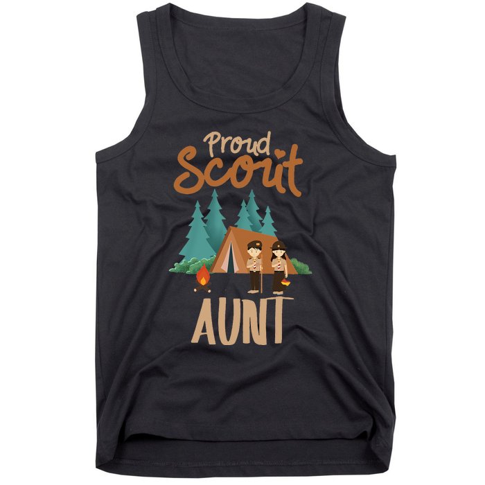 Proud Scout Aunt Camping Scout Scouting Leader Adventure Tank Top