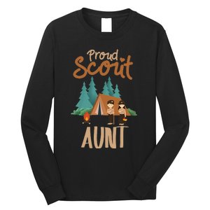 Proud Scout Aunt Camping Scout Scouting Leader Long Sleeve Shirt