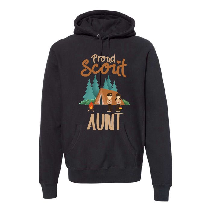 Proud Scout Aunt Camping Scout Scouting Leader Premium Hoodie