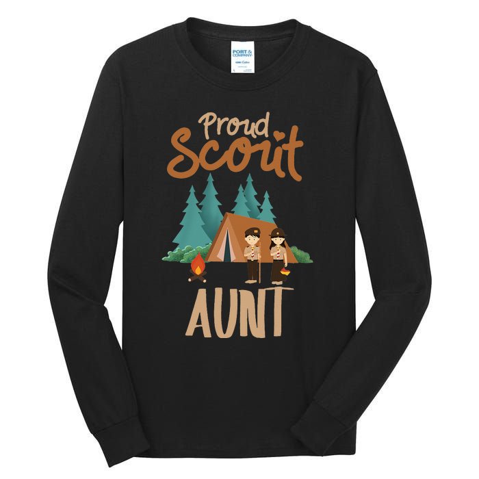 Proud Scout Aunt Camping Scout Scouting Leader Tall Long Sleeve T-Shirt