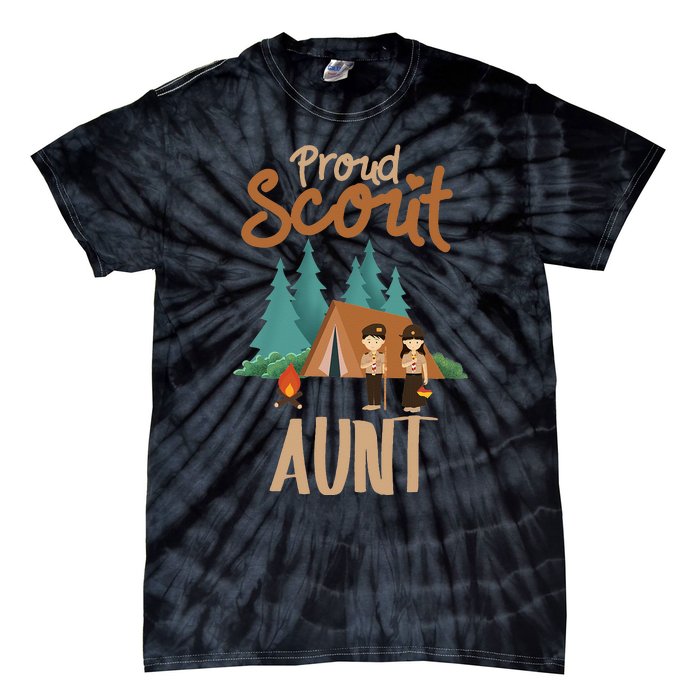 Proud Scout Aunt Camping Scout Scouting Leader Tie-Dye T-Shirt