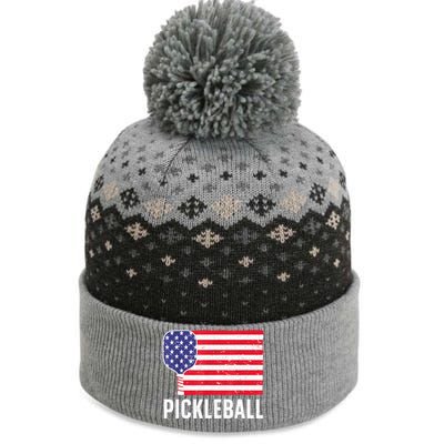 Paddle Sport American Flag Pickleball Lover Gift The Baniff Cuffed Pom Beanie