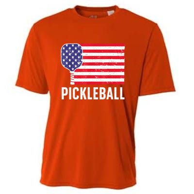 Paddle Sport American Flag Pickleball Lover Gift Cooling Performance Crew T-Shirt