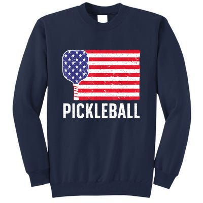 Paddle Sport American Flag Pickleball Lover Gift Tall Sweatshirt