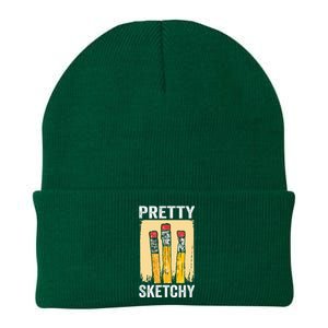 Pretty Sketchy Artist Pencils Sketch Sketching Paint Artist Knit Cap Winter Beanie