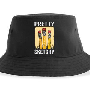 Pretty Sketchy Artist Pencils Sketch Sketching Paint Artist Sustainable Bucket Hat