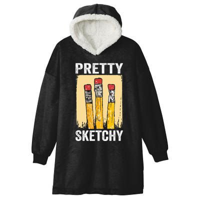 Pretty Sketchy Artist Pencils Sketch Sketching Paint Artist Hooded Wearable Blanket