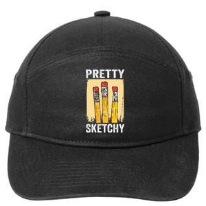 Pretty Sketchy Artist Pencils Sketch Sketching Paint Artist 7-Panel Snapback Hat