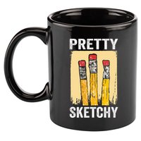 Pretty Sketchy Artist Pencils Sketch Sketching Paint Artist 11oz C Handle Ceramic Mug