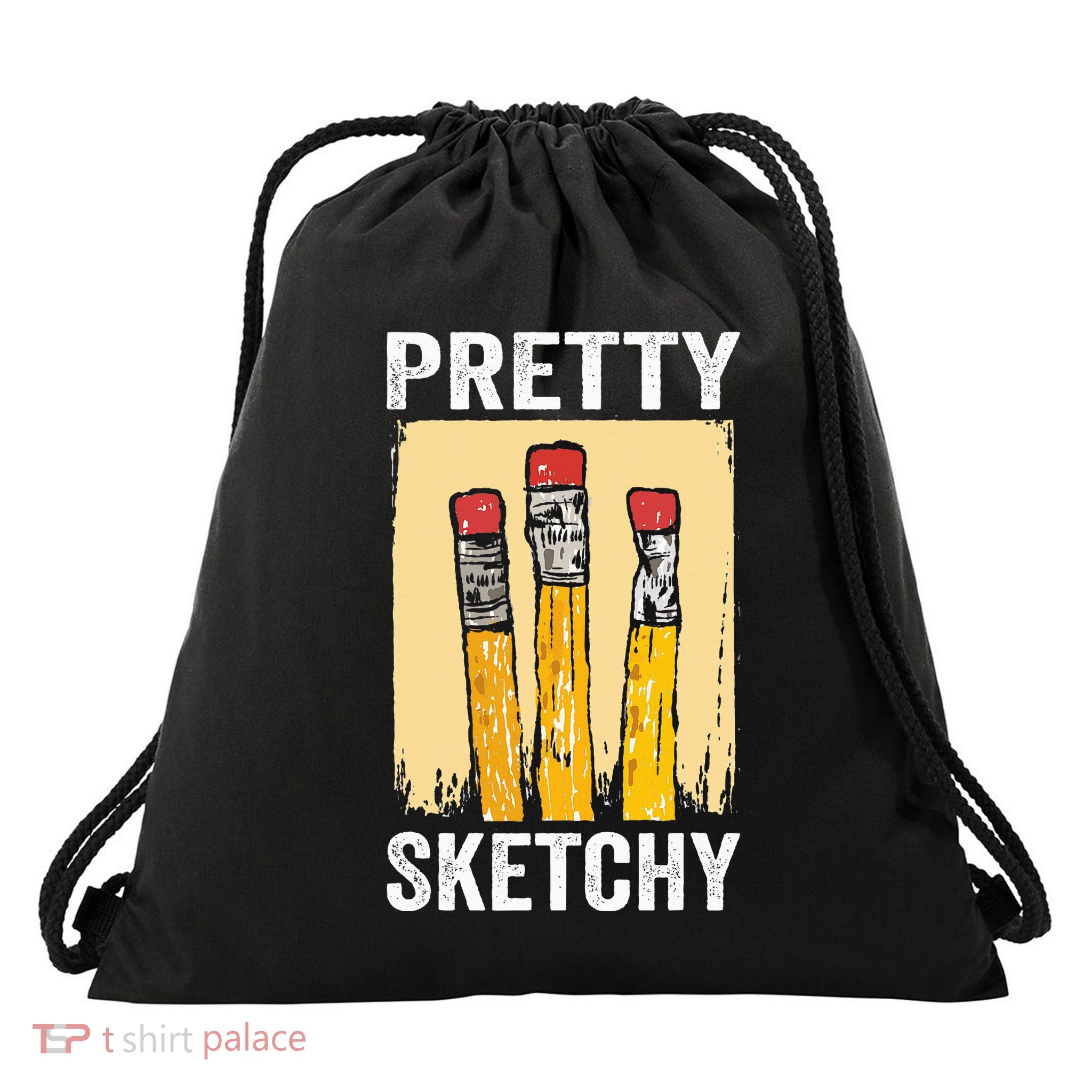 Pretty Sketchy Artist Pencils Sketch Sketching Paint Artist Drawstring Bag