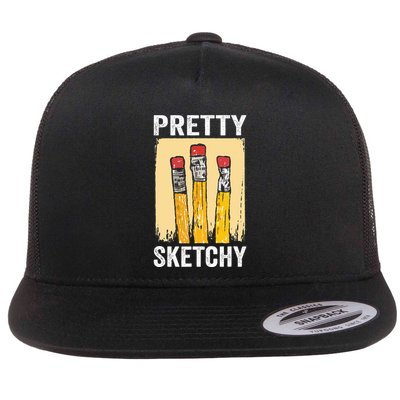 Pretty Sketchy Artist Pencils Sketch Sketching Paint Artist Flatbill Hat