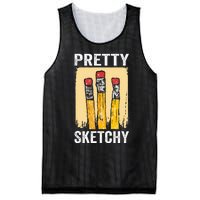 Pretty Sketchy Artist Pencils Sketch Sketching Paint Artist Mesh Reversible Basketball Jersey Tank