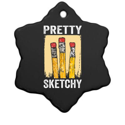 Pretty Sketchy Artist Pencils Sketch Sketching Paint Artist Ceramic Star Ornament