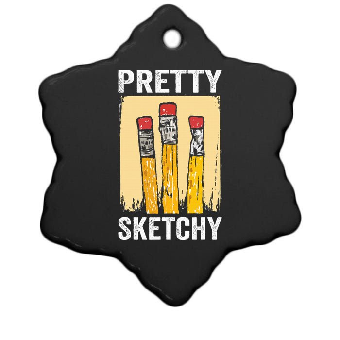 Pretty Sketchy Artist Pencils Sketch Sketching Paint Artist Ceramic Star Ornament